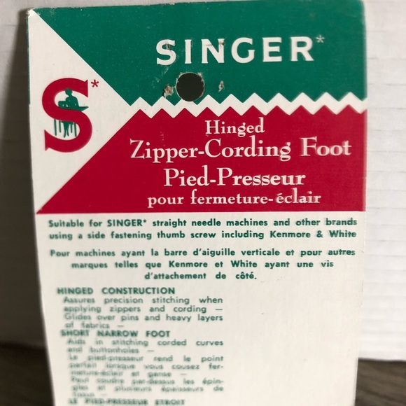 Vtg NOS Singer Zipper Cording Foot - Picture 2 of 10